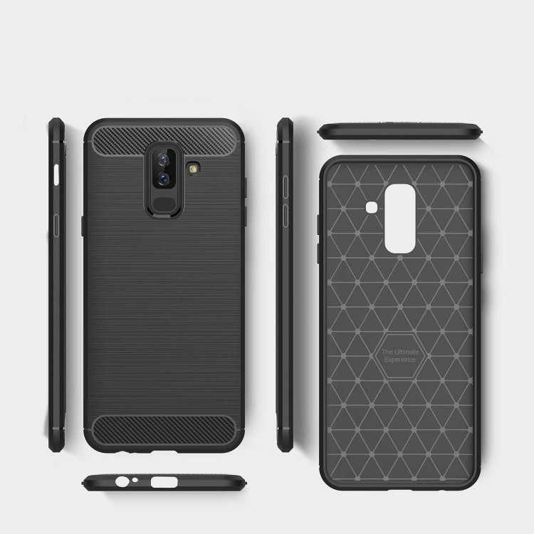 Brushed Texture Carbon Fiber Shockproof TPU Case for Galaxy J8 (2018)