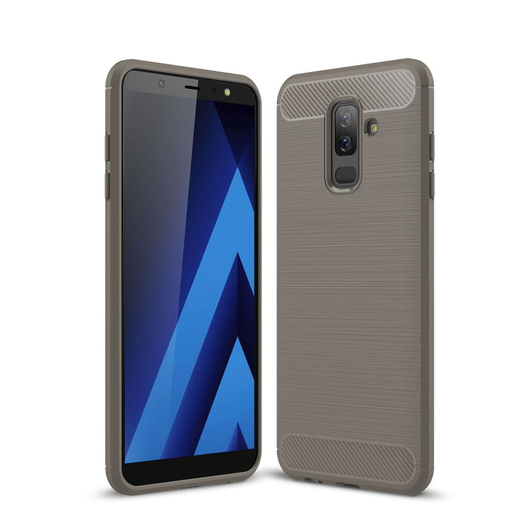 Brushed Texture Carbon Fiber Shockproof TPU Case for Galaxy J8 (2018)