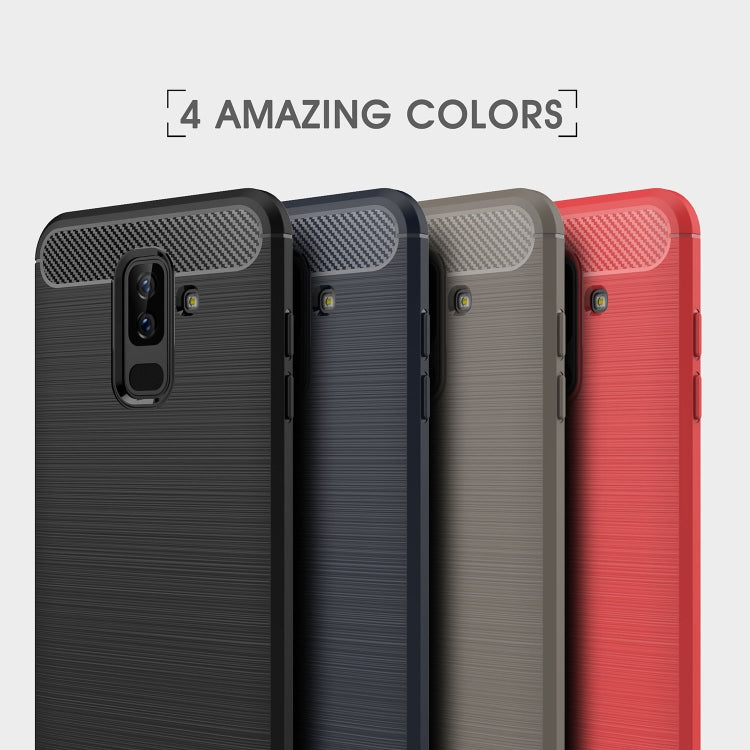 Brushed Texture Carbon Fiber Shockproof TPU Case for Galaxy J8 (2018)