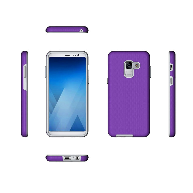 For Galaxy A8 (2018) Anti-slip Armor Texture TPU + PC Protective Case Back Cover Shell