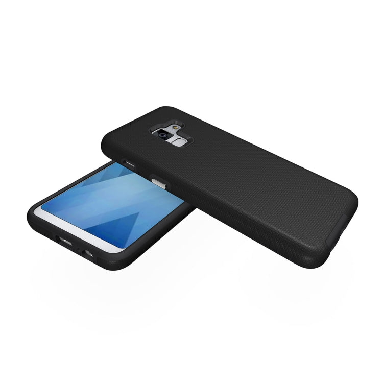 For Galaxy A8+ (2018) Anti-slip Armor Texture TPU + PC Protective Case Back Cover Shell