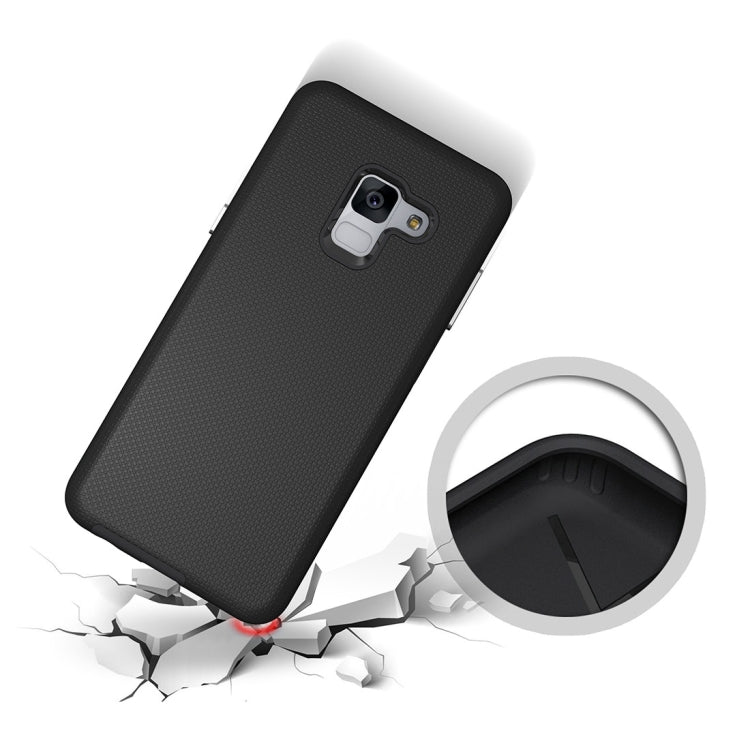 For Galaxy A8+ (2018) Anti-slip Armor Texture TPU + PC Protective Case Back Cover Shell