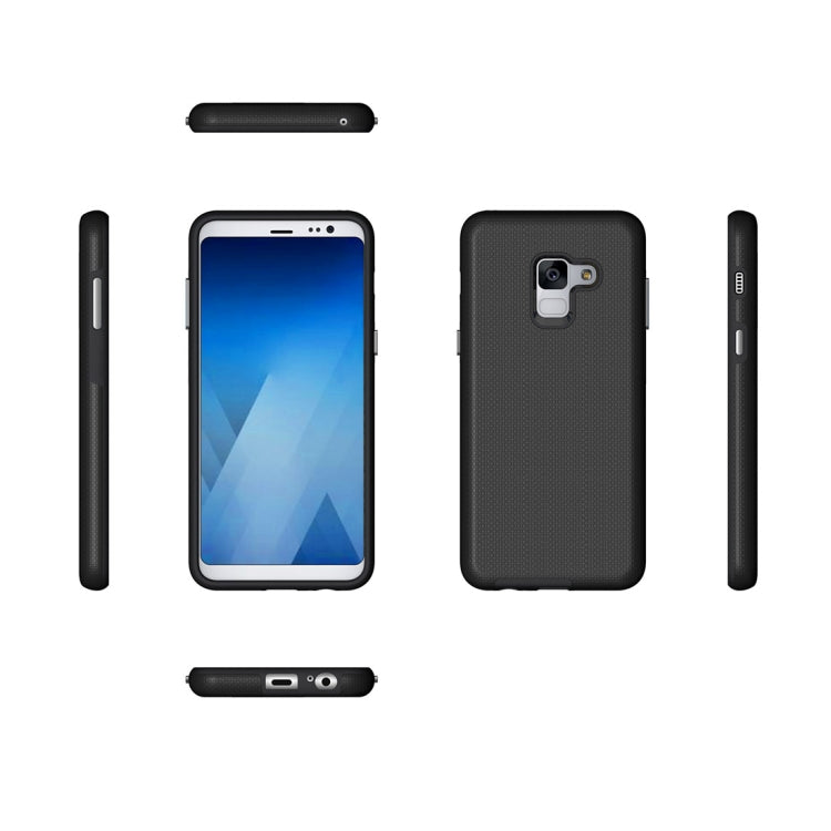 For Galaxy A8+ (2018) Anti-slip Armor Texture TPU + PC Protective Case Back Cover Shell