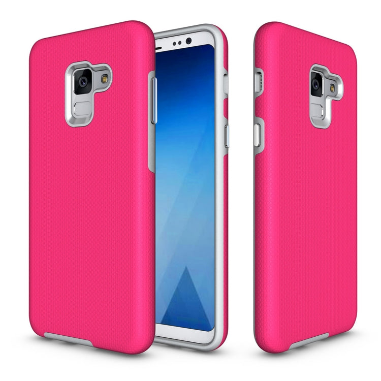 For Galaxy A8+ (2018) Anti-slip Armor Texture TPU + PC Protective Case Back Cover Shell
