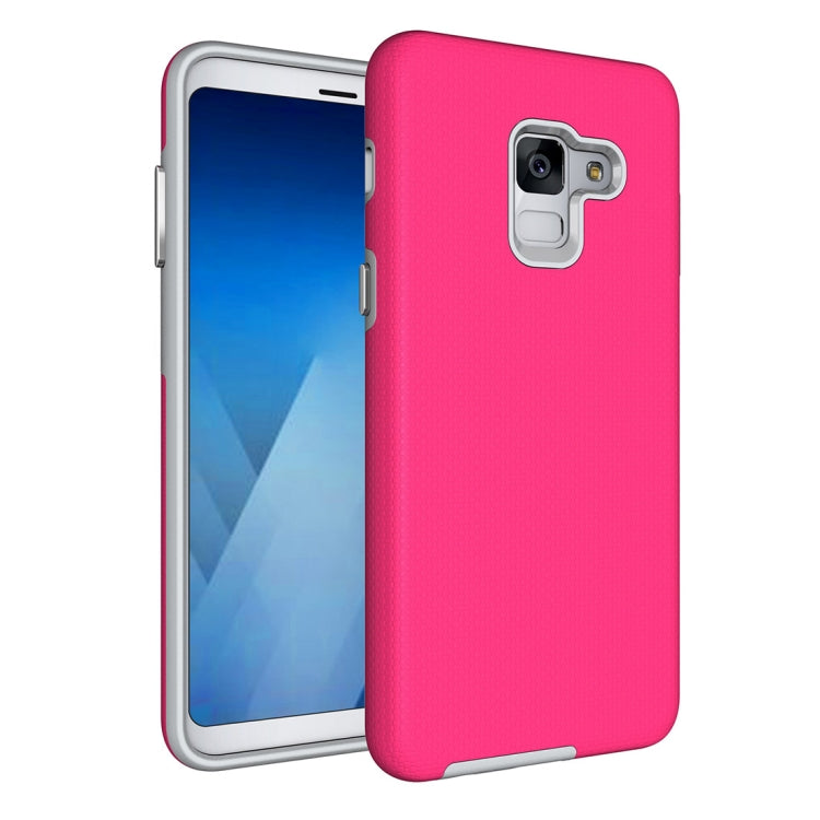 For Galaxy A8+ (2018) Anti-slip Armor Texture TPU + PC Protective Case Back Cover Shell