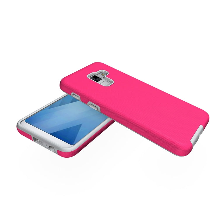 For Galaxy A8+ (2018) Anti-slip Armor Texture TPU + PC Protective Case Back Cover Shell