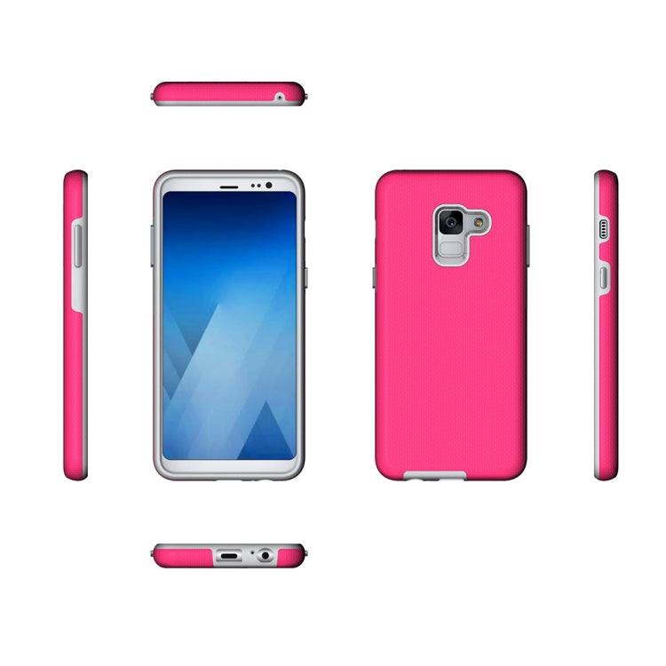 For Galaxy A8+ (2018) Anti-slip Armor Texture TPU + PC Protective Case Back Cover Shell