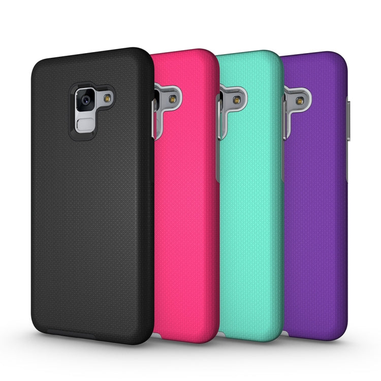 For Galaxy A8+ (2018) Anti-slip Armor Texture TPU + PC Protective Case Back Cover Shell