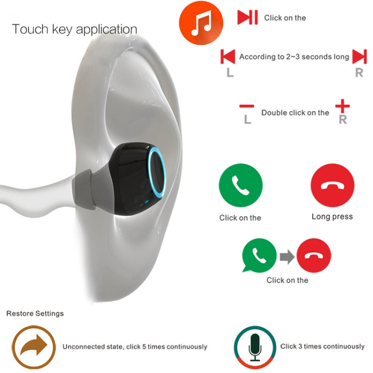 V5 Bluetooth Earphone TWS Wireless Headset Bluetooth 5.0 Handsfree Sport Earphones with Charging Box