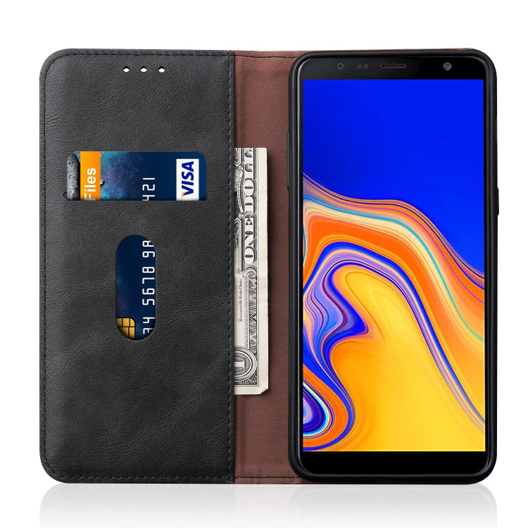 Casual Style Retro Crazy Horse Texture Horizontal Flip Leather Case for Galaxy J4+ / J4 plus / J415F, with Card Slots & Holder & Wallet
