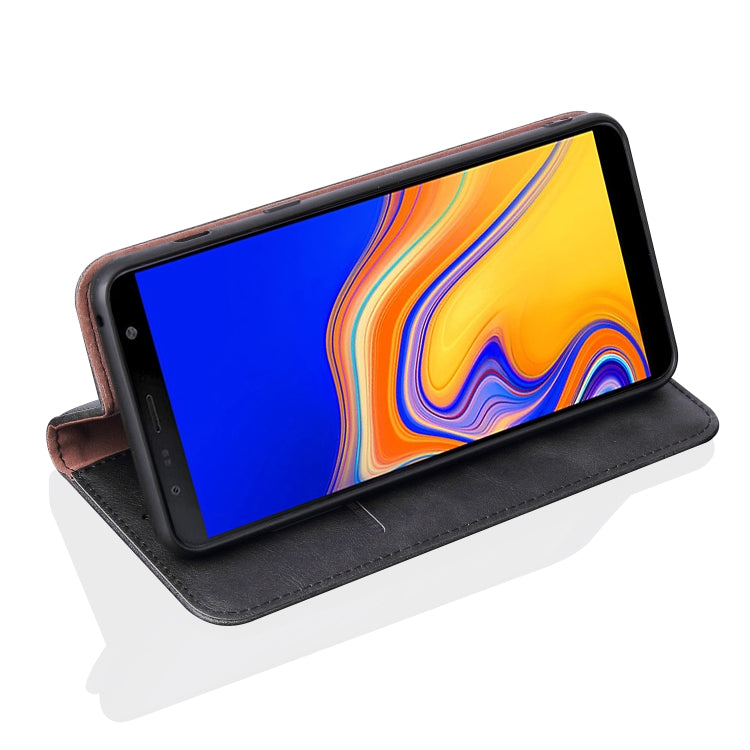 Casual Style Retro Crazy Horse Texture Horizontal Flip Leather Case for Galaxy J4+ / J4 plus / J415F, with Card Slots & Holder & Wallet
