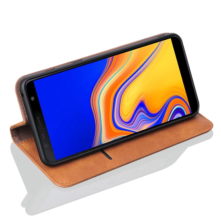 Casual Style Retro Crazy Horse Texture Horizontal Flip Leather Case for Galaxy J4+ / J4 plus / J415F, with Card Slots & Holder & Wallet