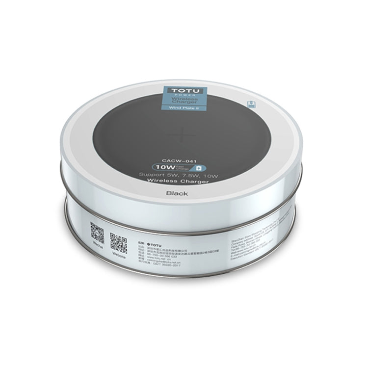 TOTUDESIGN CACW-041 Wind Plate Series II 10W Max Wireless Charger(Black)