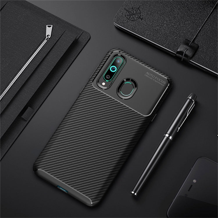 Carbon Fiber Texture Shockproof TPU Case for Galaxy A8s (Black)