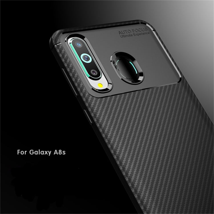 Carbon Fiber Texture Shockproof TPU Case for Galaxy A8s (Black)