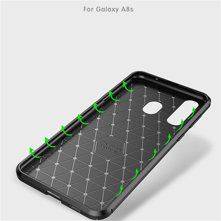 Carbon Fiber Texture Shockproof TPU Case for Galaxy A8s (Black)