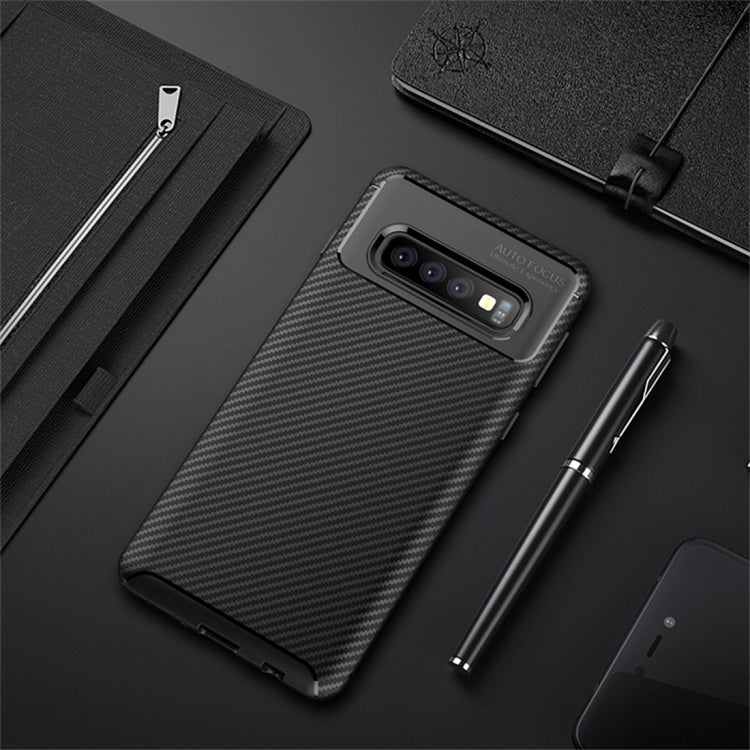 Carbon Fiber Texture Shockproof TPU Case for Galaxy S10+