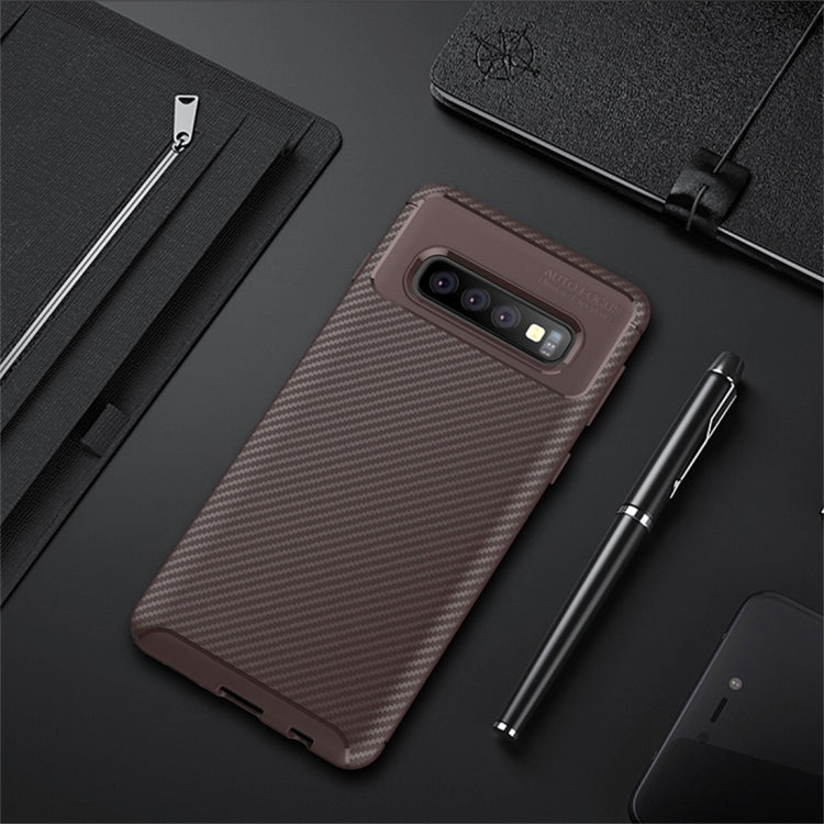 Carbon Fiber Texture Shockproof TPU Case for Galaxy S10+