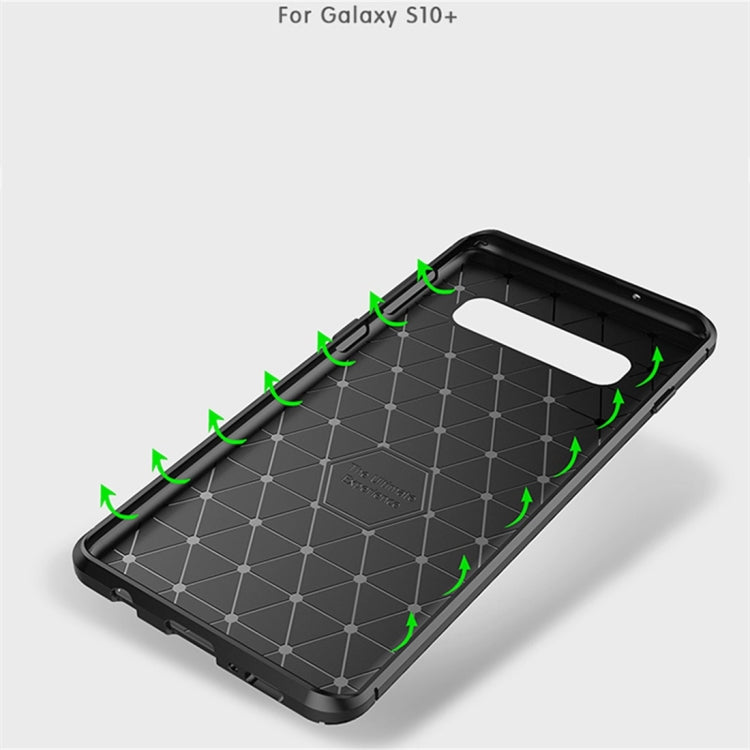 Carbon Fiber Texture Shockproof TPU Case for Galaxy S10+