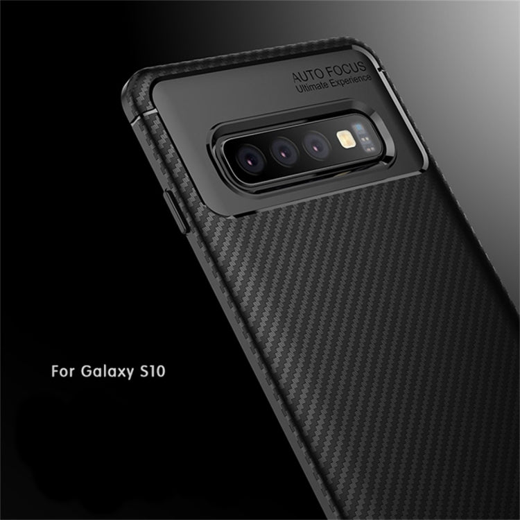 Carbon Fiber Texture Shockproof TPU Case for Galaxy S10 (Blue)