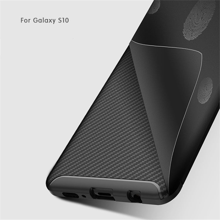 Carbon Fiber Texture Shockproof TPU Case for Galaxy S10 (Blue)