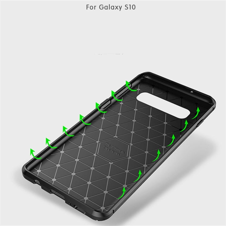 Carbon Fiber Texture Shockproof TPU Case for Galaxy S10 (Blue)