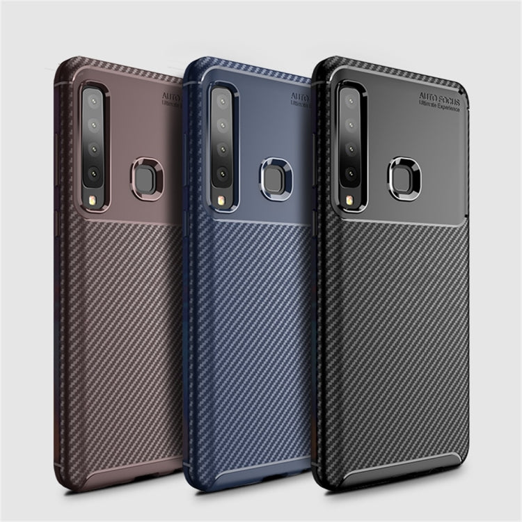 Carbon Fiber Texture Shockproof TPU Case for Galaxy A9s (Brown)