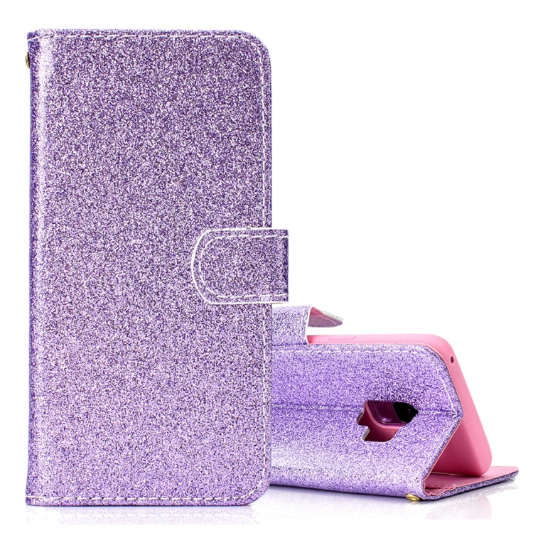 Glitter Powder Horizontal Flip Leather Case for Galaxy S9, with Card Slots & Wallet & Photo Frame & Sling