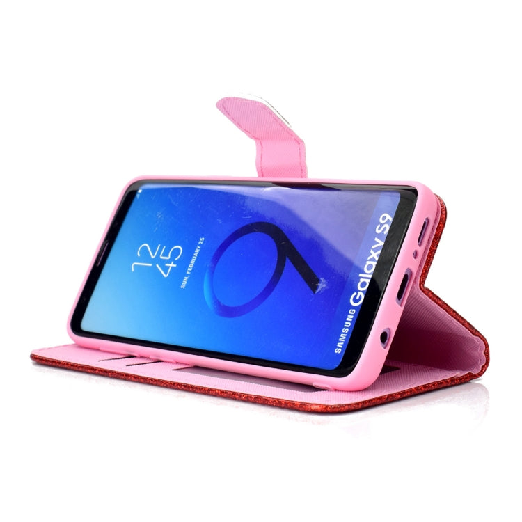 Glitter Powder Horizontal Flip Leather Case for Galaxy S9, with Card Slots & Wallet & Photo Frame & Sling