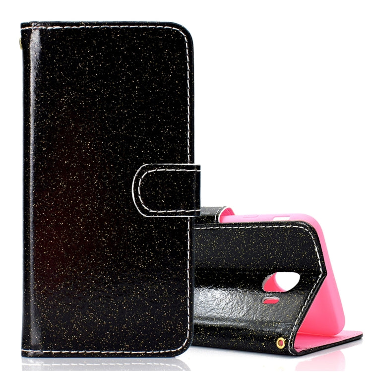 Glitter Powder Horizontal Flip Leather Case for Galaxy J4 (2018) (EU Version), with Card Slots & Wallet & Photo Frame & Sling
