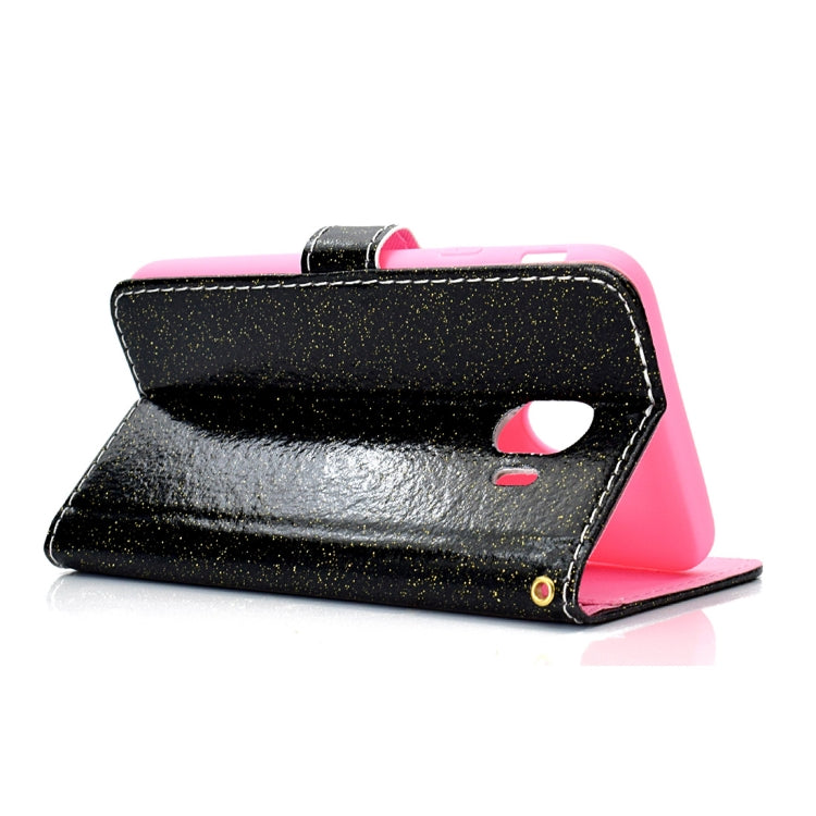 Glitter Powder Horizontal Flip Leather Case for Galaxy J4 (2018) (EU Version), with Card Slots & Wallet & Photo Frame & Sling