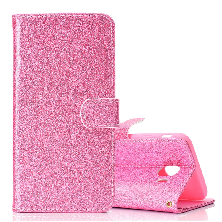 Glitter Powder Horizontal Flip Leather Case for Galaxy J4 (2018) (EU Version), with Card Slots & Wallet & Photo Frame & Sling