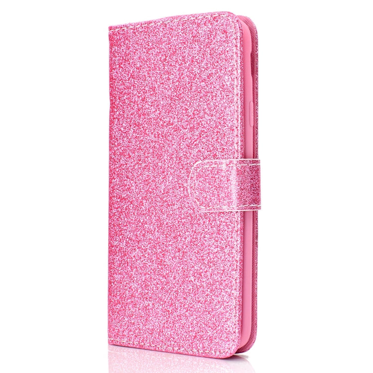 Glitter Powder Horizontal Flip Leather Case for Galaxy J4 (2018) (EU Version), with Card Slots & Wallet & Photo Frame & Sling