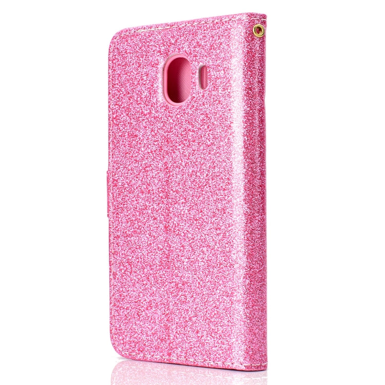 Glitter Powder Horizontal Flip Leather Case for Galaxy J4 (2018) (EU Version), with Card Slots & Wallet & Photo Frame & Sling