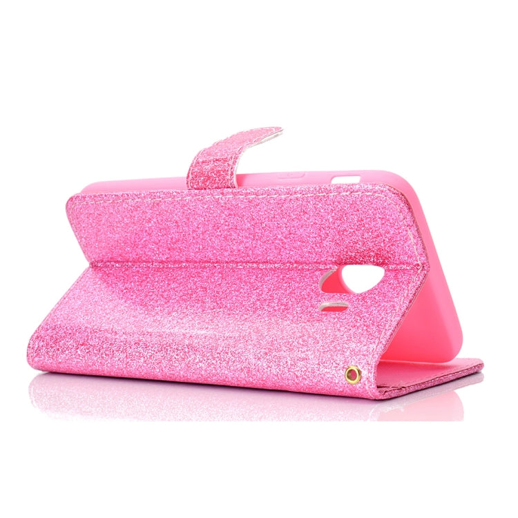 Glitter Powder Horizontal Flip Leather Case for Galaxy J4 (2018) (EU Version), with Card Slots & Wallet & Photo Frame & Sling