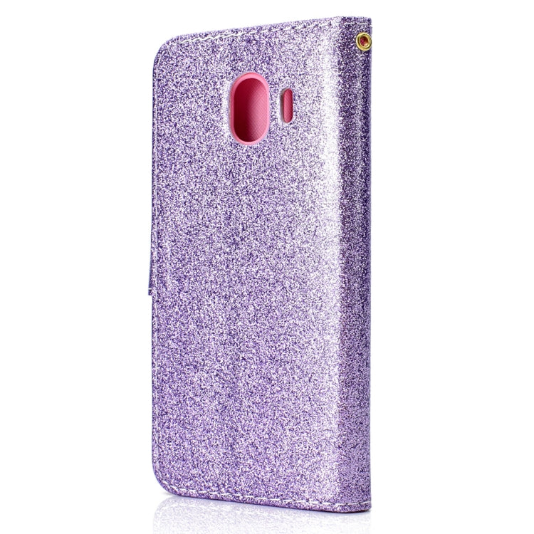 Glitter Powder Horizontal Flip Leather Case for Galaxy J4 (2018) (EU Version), with Card Slots & Wallet & Photo Frame & Sling