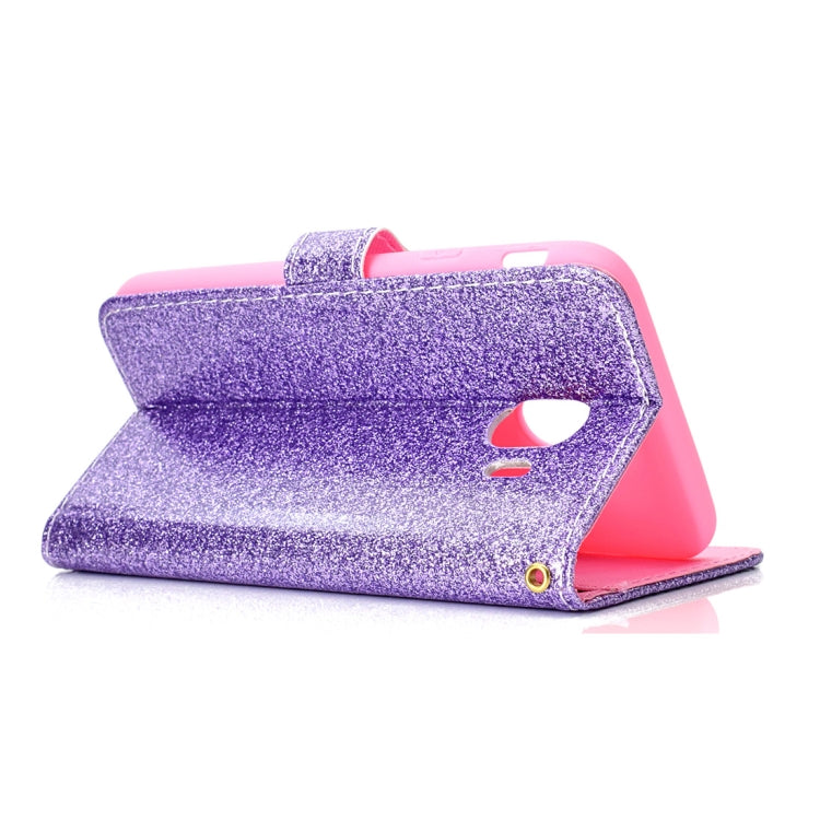 Glitter Powder Horizontal Flip Leather Case for Galaxy J4 (2018) (EU Version), with Card Slots & Wallet & Photo Frame & Sling