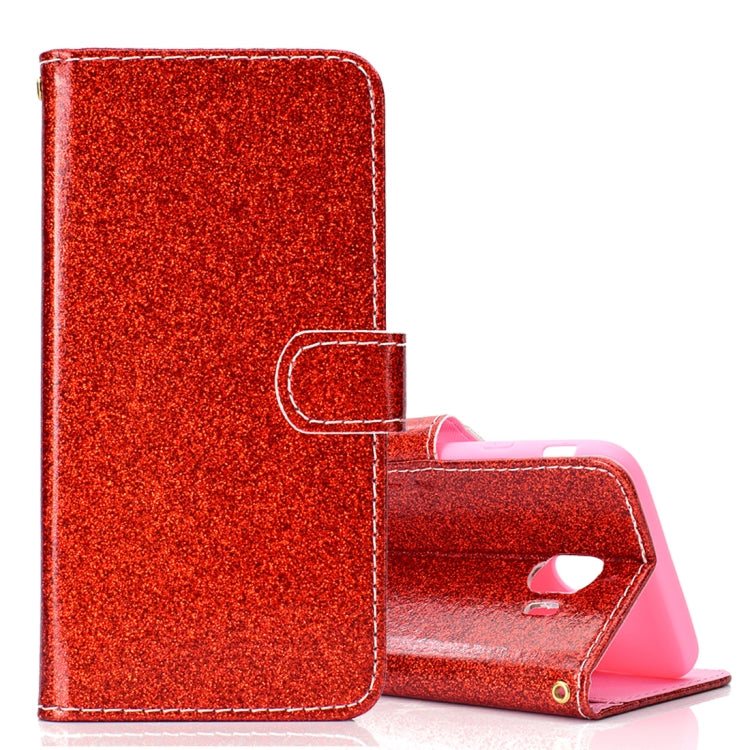 Glitter Powder Horizontal Flip Leather Case for Galaxy J4 (2018) (EU Version), with Card Slots & Wallet & Photo Frame & Sling