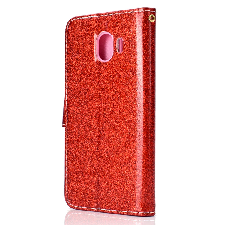 Glitter Powder Horizontal Flip Leather Case for Galaxy J4 (2018) (EU Version), with Card Slots & Wallet & Photo Frame & Sling