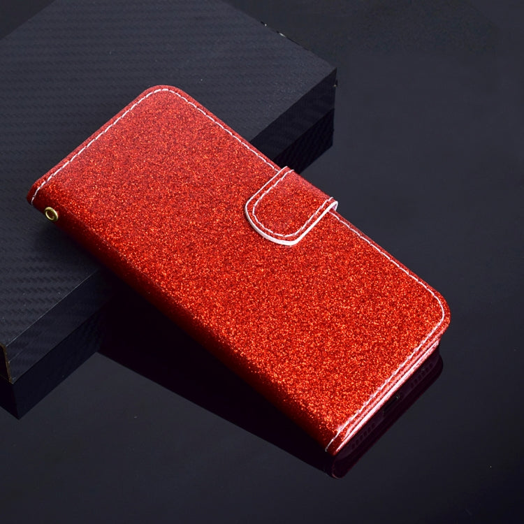 Glitter Powder Horizontal Flip Leather Case for Galaxy J4 (2018) (EU Version), with Card Slots & Wallet & Photo Frame & Sling