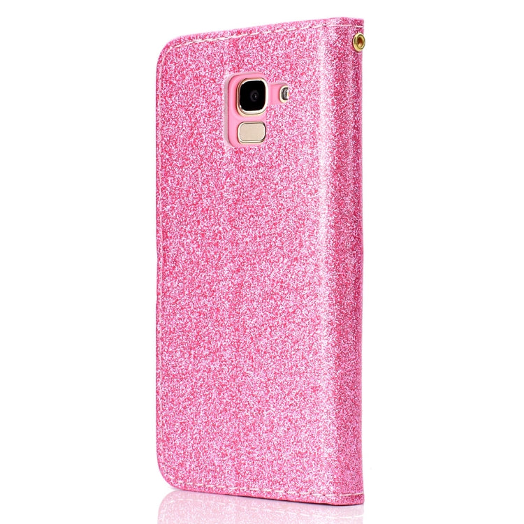 Glitter Powder Horizontal Flip Leather Case for Galaxy J6 (2018) (EU Version), with Card Slots & Wallet & Photo Frame & Sling