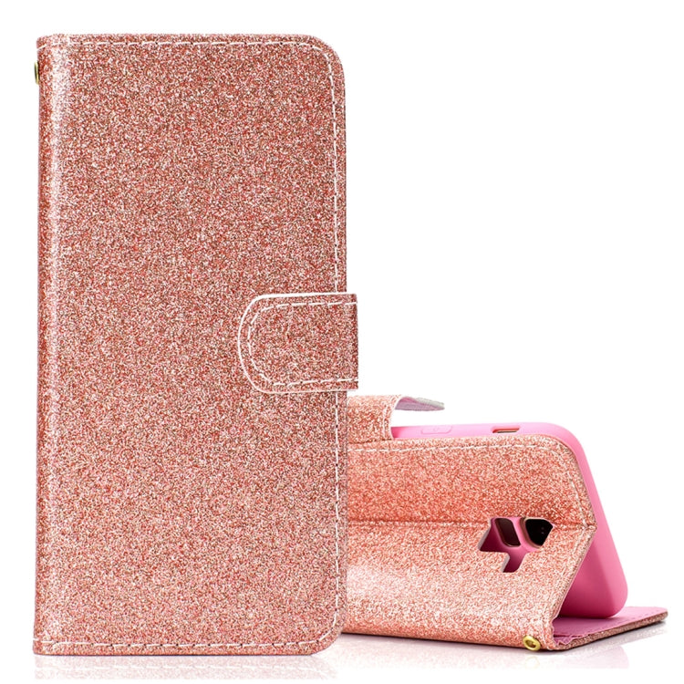 Glitter Powder Horizontal Flip Leather Case for Galaxy J6 (2018) (EU Version), with Card Slots & Wallet & Photo Frame & Sling