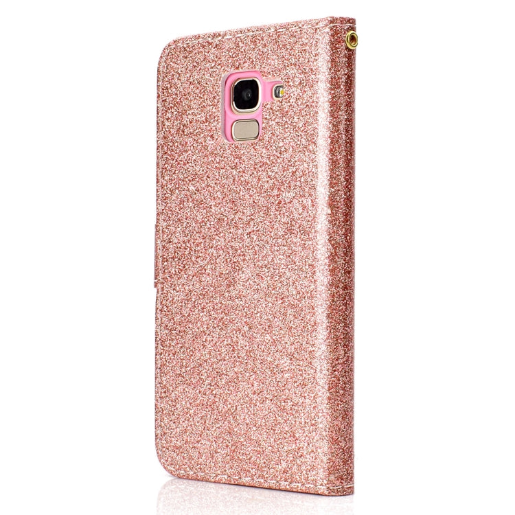 Glitter Powder Horizontal Flip Leather Case for Galaxy J6 (2018) (EU Version), with Card Slots & Wallet & Photo Frame & Sling