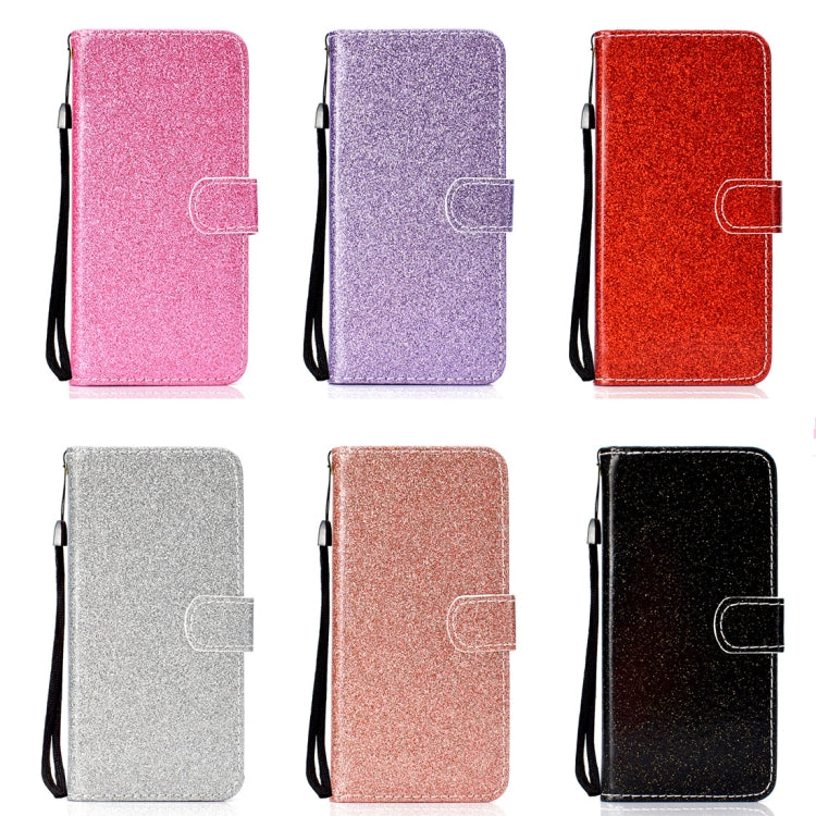 Glitter Powder Horizontal Flip Leather Case for Galaxy J6 (2018) (EU Version), with Card Slots & Wallet & Photo Frame & Sling