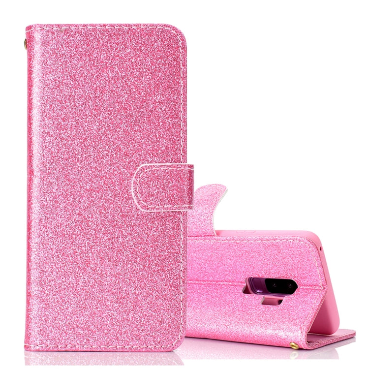 Glitter Powder Horizontal Flip Leather Case for Galaxy S9+, with Card Slots & Wallet & Photo Frame & Sling