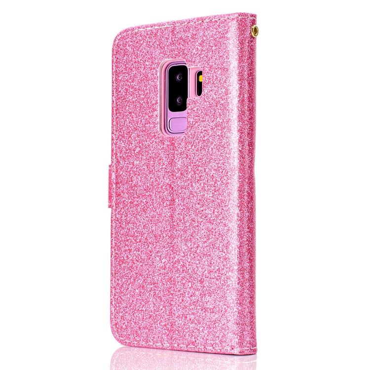Glitter Powder Horizontal Flip Leather Case for Galaxy S9+, with Card Slots & Wallet & Photo Frame & Sling