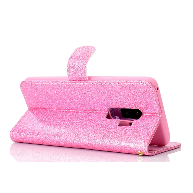 Glitter Powder Horizontal Flip Leather Case for Galaxy S9+, with Card Slots & Wallet & Photo Frame & Sling
