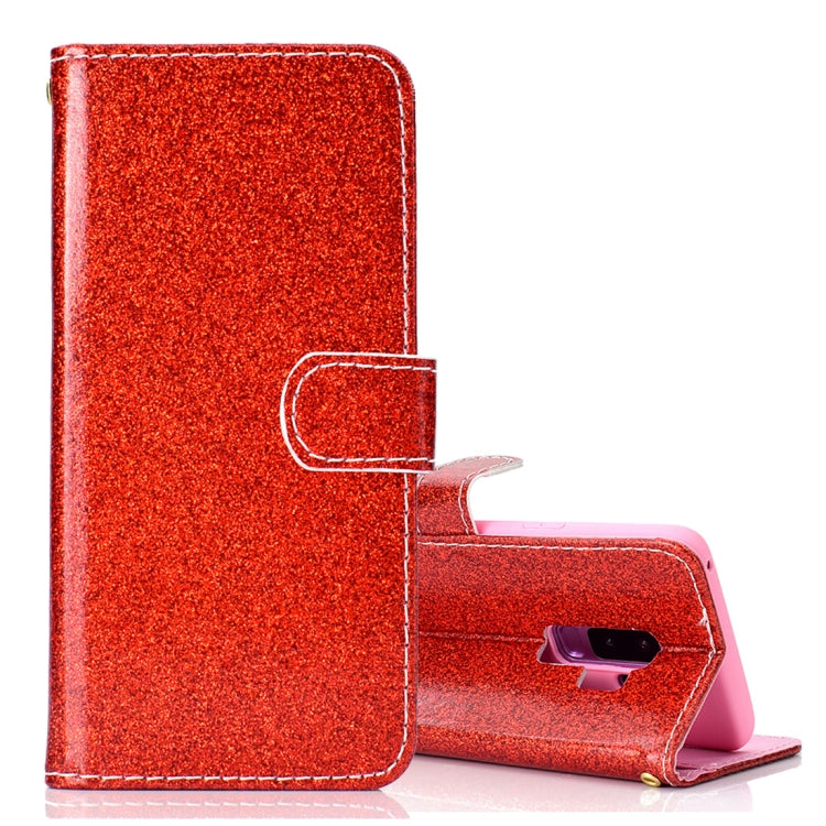 Glitter Powder Horizontal Flip Leather Case for Galaxy S9+, with Card Slots & Wallet & Photo Frame & Sling