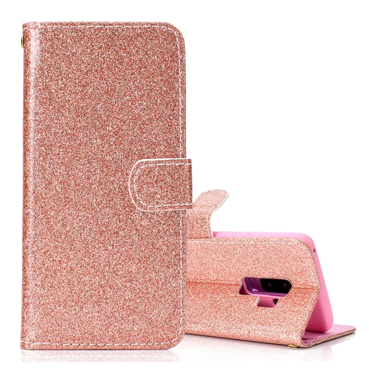 Glitter Powder Horizontal Flip Leather Case for Galaxy S9+, with Card Slots & Wallet & Photo Frame & Sling