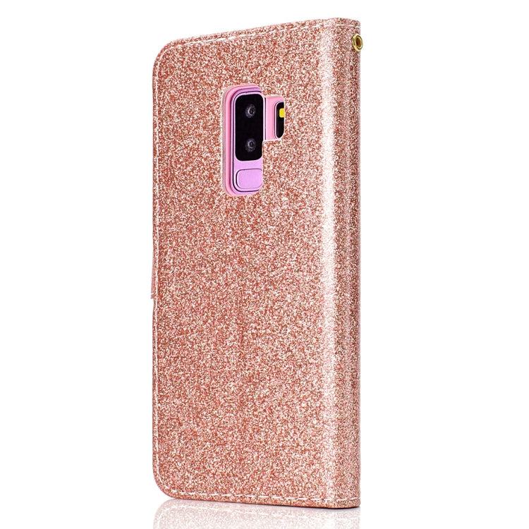 Glitter Powder Horizontal Flip Leather Case for Galaxy S9+, with Card Slots & Wallet & Photo Frame & Sling